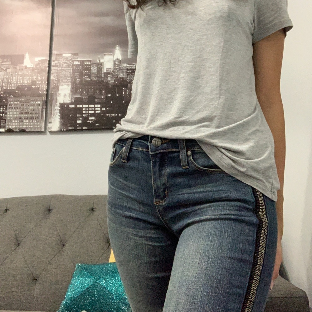 Tractr Bead Embellished Side Strip Jeans